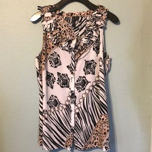 Large multi color Sioni Sleeveless Top.